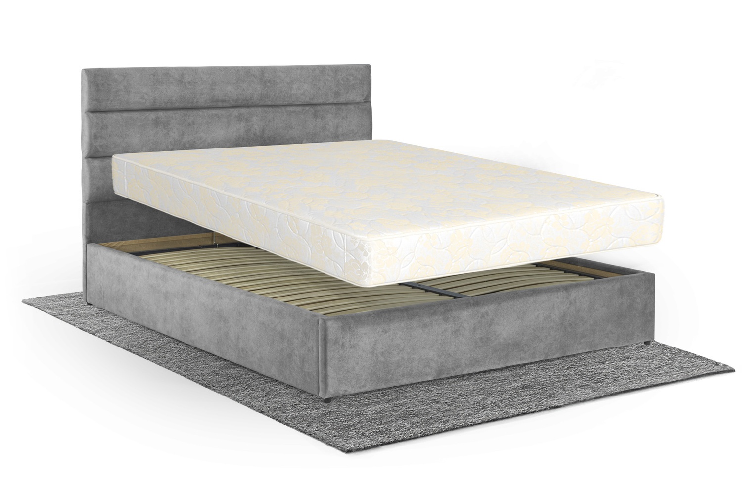 Кровать с матрасом Лилия 160х200 (Светло-серый, велюр, без подъемного механизма) IMI lll-am160x200ssb фото
