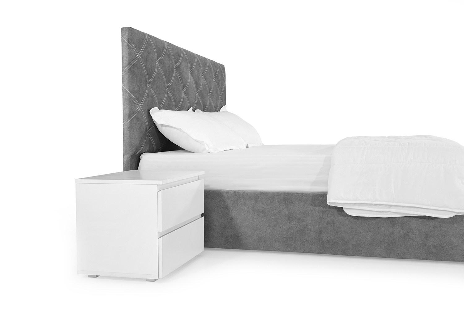 Ліжко Барвінок 140х200 (Світло-сірий, велюр, без підйомного механізму) IMI brvnk140x200ssb фото
