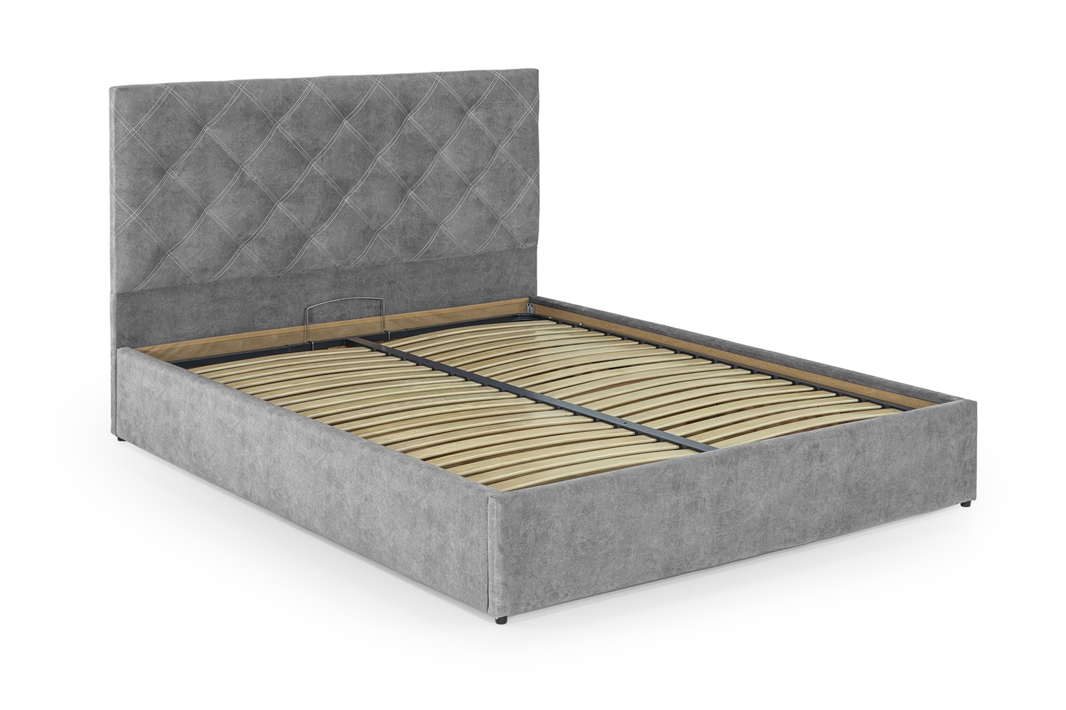 Ліжко з матрацом Барвінок 160х200 (Світло-сірий, велюр, без підйомного механізму) IMI brvnk-am160x200ssb фото