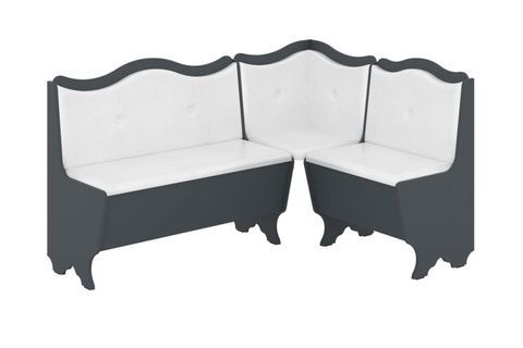 Кухонный уголок FlavorFurnish-1 (110 &times; 150, кожзам, белый и антрацит) ph-kt-grcg-bl-ntrc фото