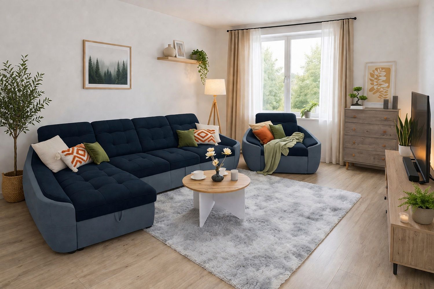 Кутовий диван Спейс АМ3 (337 &times; 187 см, синій з сизим) IMI Premium ksps-AM3-ll-88-98 фото