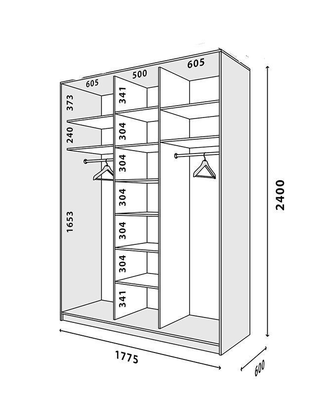 Шафа-купе Нарнія-2 (180 &times; 60 &times; 240 см, дуб сонома світлий) m-shk-nrn-2-60-db-snm фото