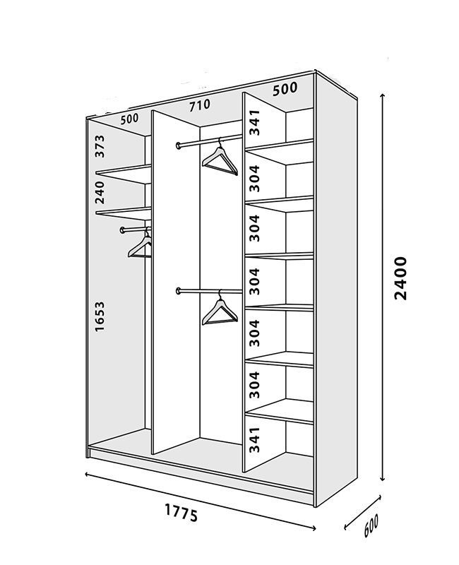 Шафа-купе Нарнія-2 (180 &times; 60 &times; 240 см, дуб сонома світлий) m-shk-nrn-2-60-db-snm фото