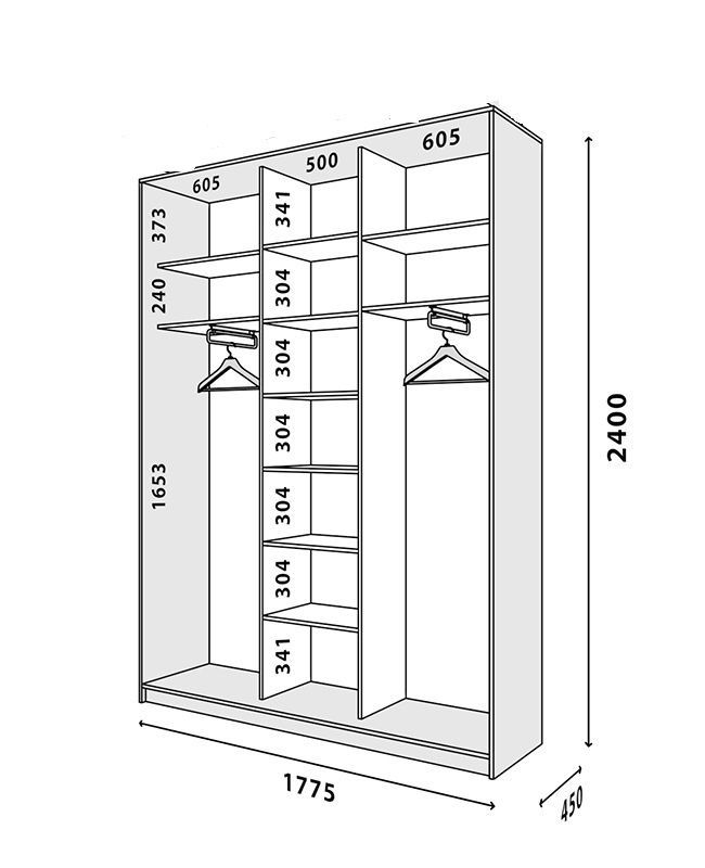 Шафа-купе Нарнія-2 (180 &times; 45 &times; 240 см, німфея альба) m-shk-nrn-2-45-nmf-lb фото