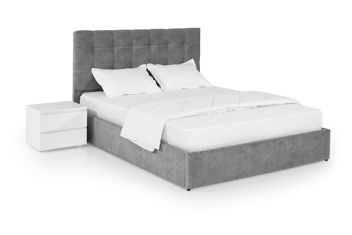 Кровать с матрасом Роза 160х200 (Светло-серый, велюр, без подъемного механизма) IMI trnd-am160x200ssb фото