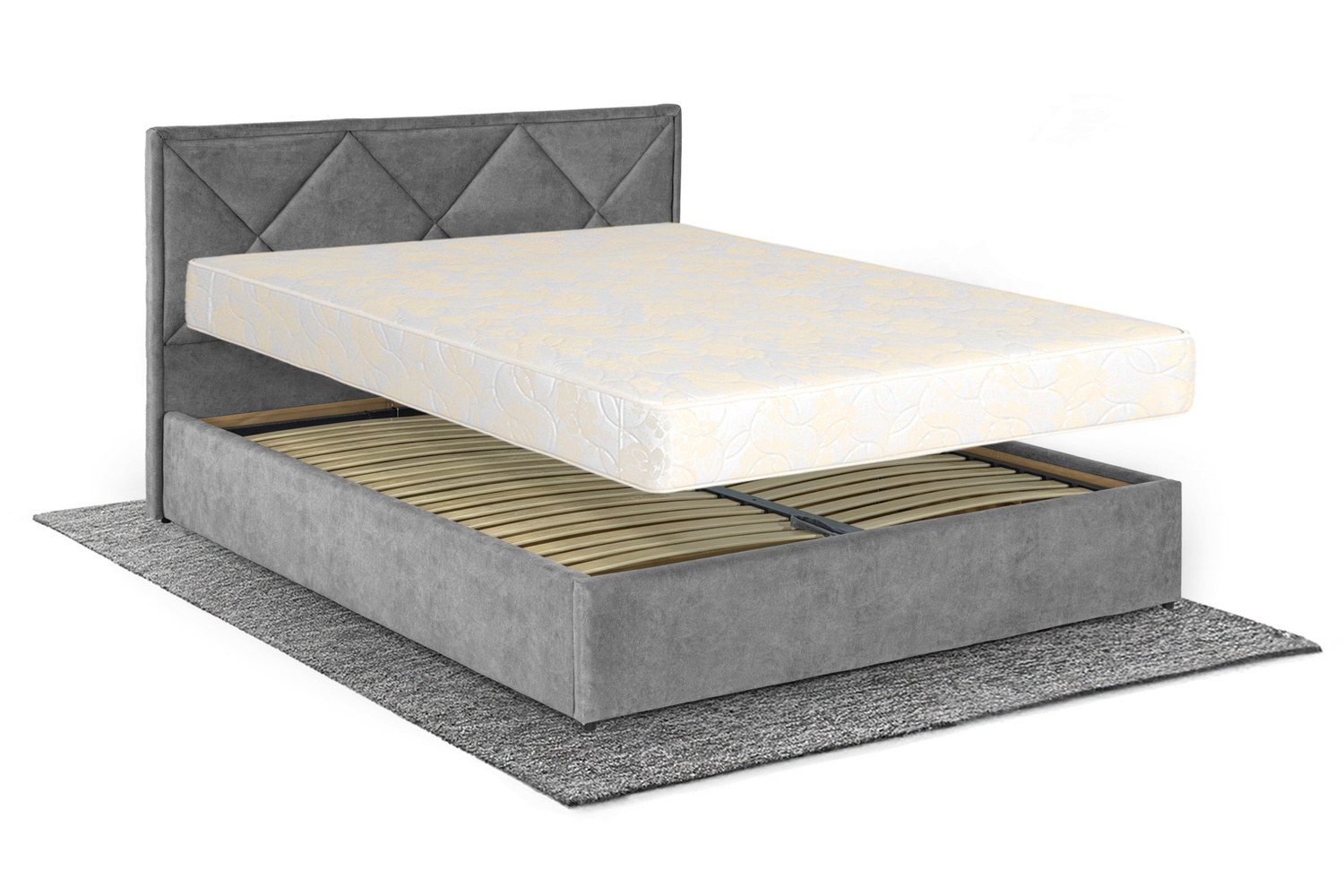 Ліжко з матрацом Азалія 160х200 (Світло-сірий, велюр, без підйомного механізму) IMI zl-am160x200ssb фото