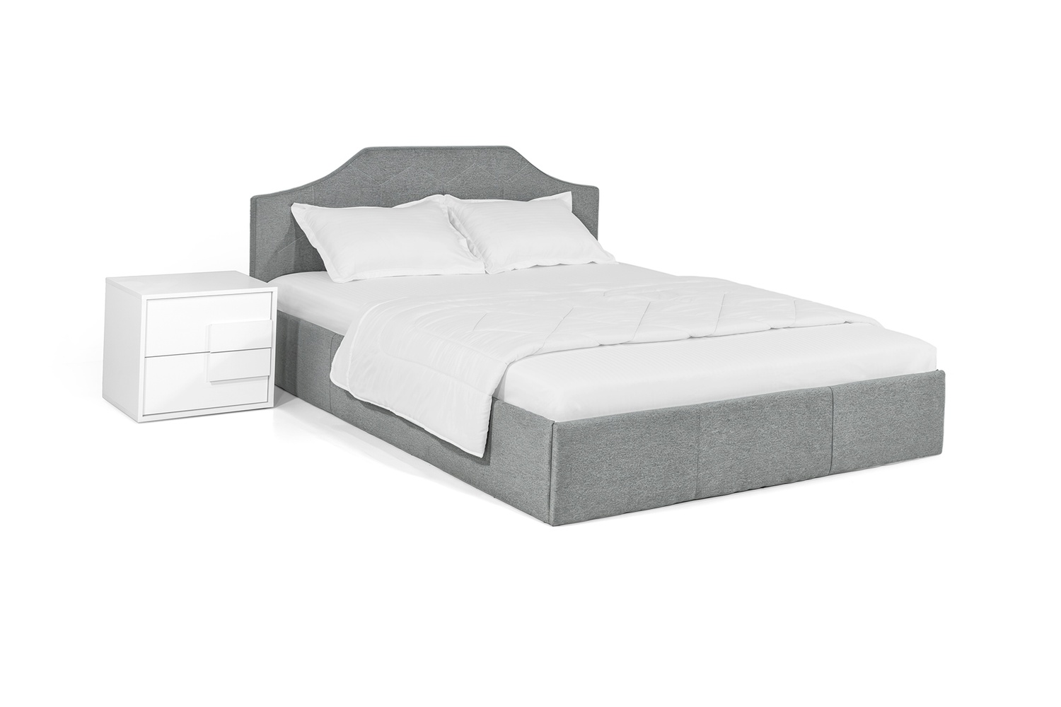 Кровать Моника 160х200 (Светло-серый, ламели, матрас, ниша) lmnk160x200ss фото
