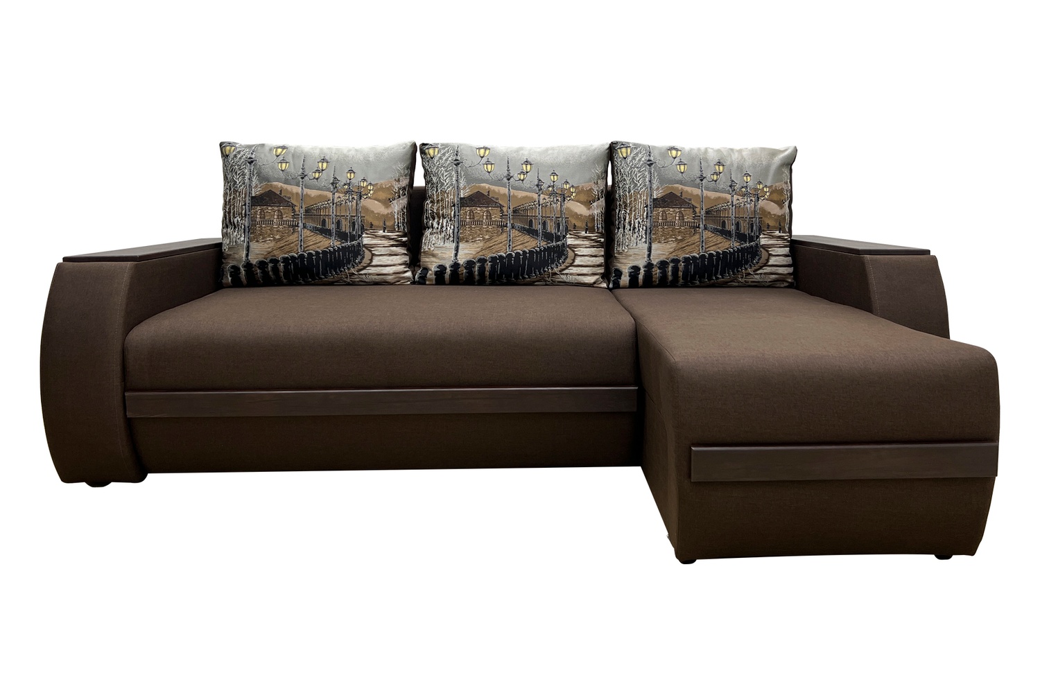 Угловой диван Фуджи 2 (Савана браун 03+ламбе, 242х168 см) IMI kfdj2-snb03-lmb фото