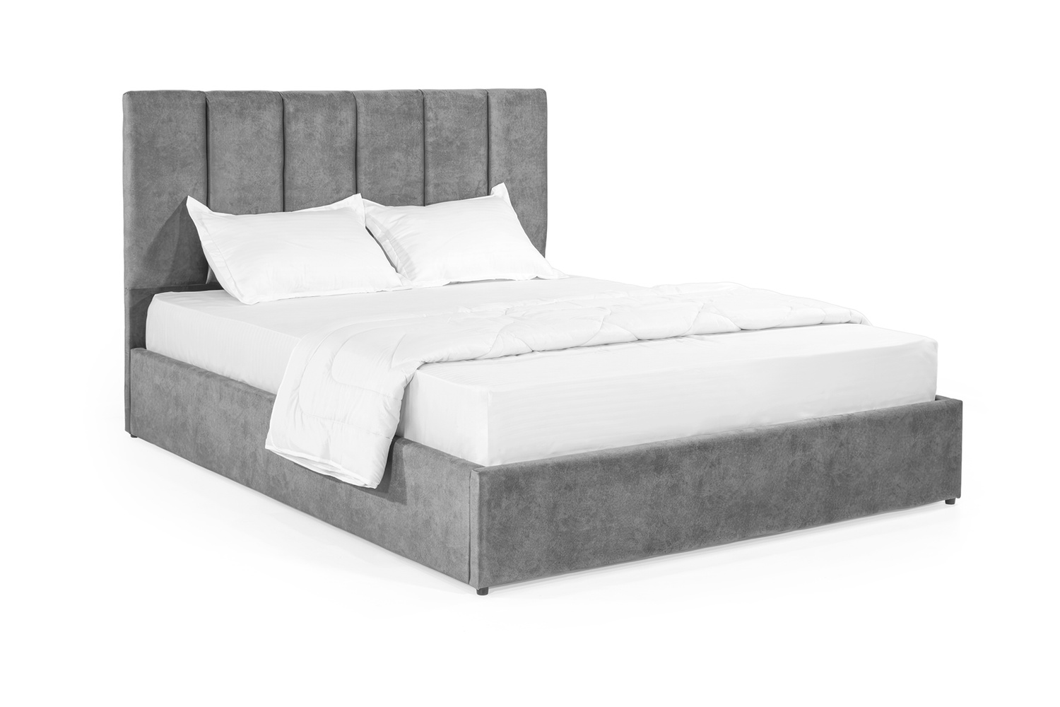 Кровать с матрасом Лотос 160х200 (Светло-серый, велюр, без подъемного механизма) IMI lts-am160x200ssb фото