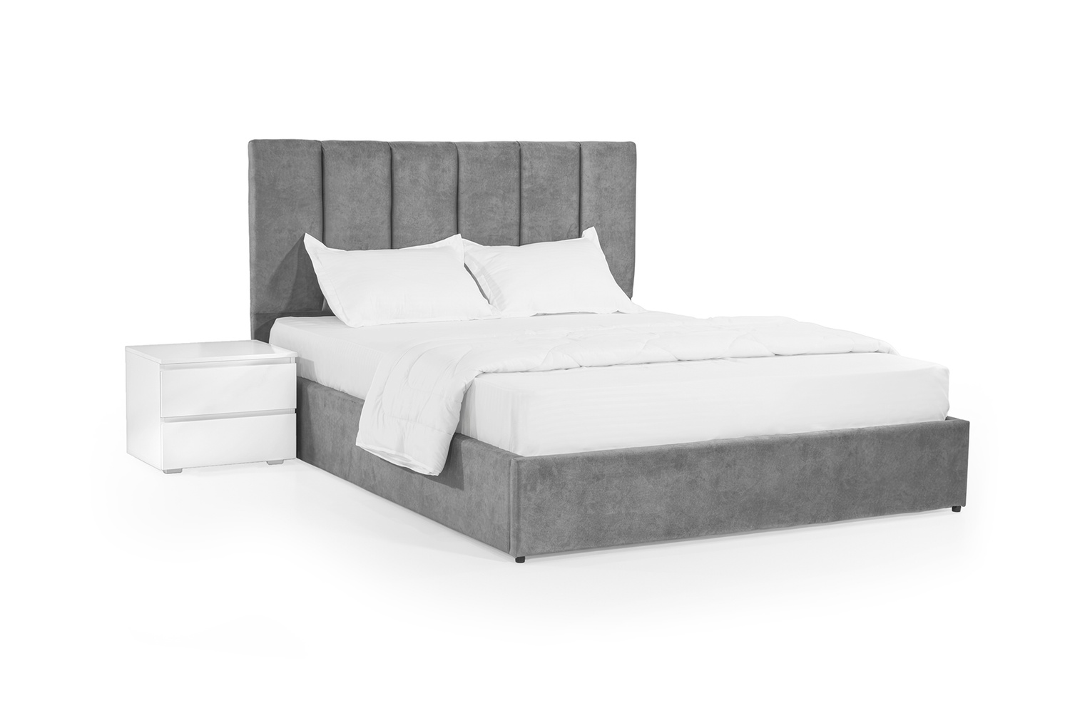 Ліжко з матрацом Лотос 160х200 (Світло-сірий, велюр, без підйомного механізму) IMI lts-am160x200ssb фото