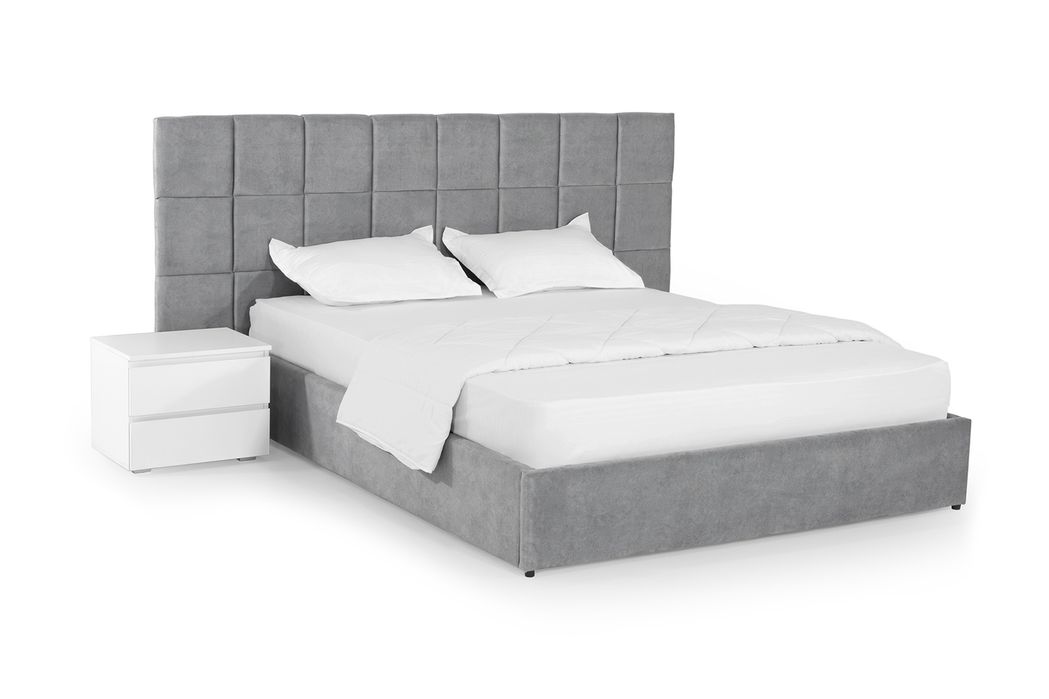 Ліжко з матрацом Гортензія 160х200 (Світло-сірий, велюр, без підйомного механізму) IMI grtnz-am160x200ssb фото