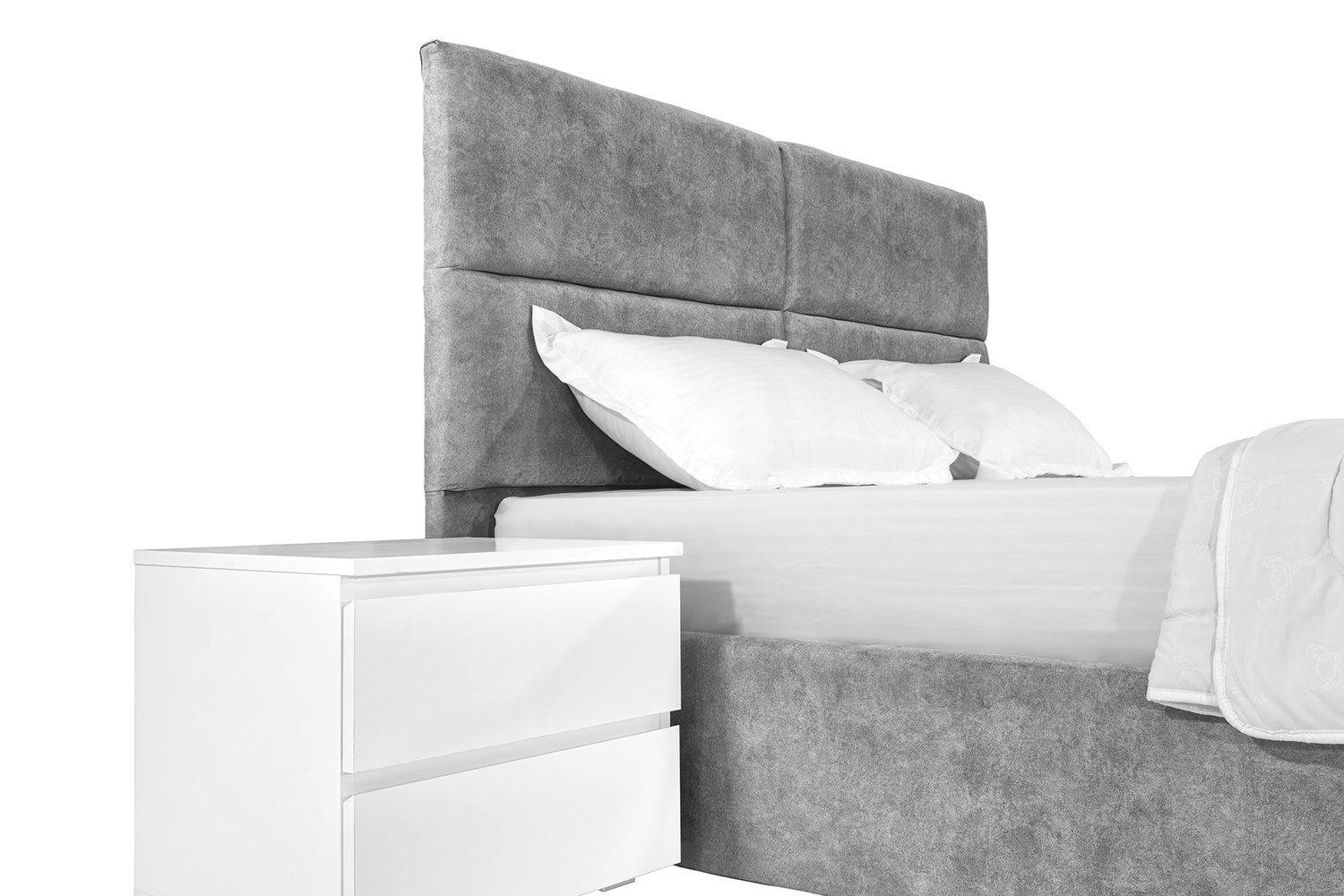 Ліжко з матрацом Орхідея 160х200 (Світло-сірий, велюр, без підйомного механізму) IMI rhd-am160x200ssb фото