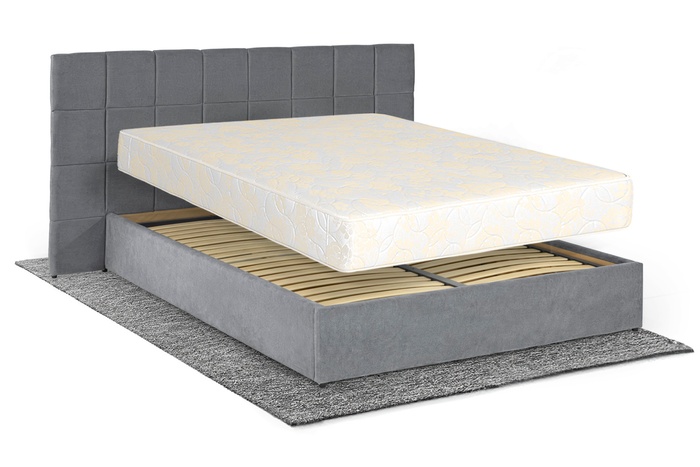 Ліжко з матрацом Гортензія 160х200 (Світло-сірий, велюр, підйомний механізм, ніша) IMI grtnz-am160x200ssp фото
